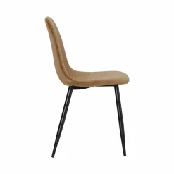 Made in Meubles Chaise scandinave en velours marron café Copenhague (lot de 2)
