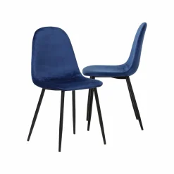 Made in Meubles Chaise scandinave en velours bleu roi Copenhague (lot de 2)
