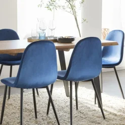 Made in Meubles Chaise scandinave en velours bleu roi Copenhague (lot de 2)