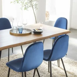 Made in Meubles Chaise scandinave en velours bleu roi Copenhague (lot de 2)
