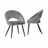 Made in Meubles Chaise style fauteuil en velours gris souris Elouan (lot de 2)