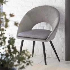 Made in Meubles Chaise style fauteuil en velours gris souris Elouan (lot de 2)