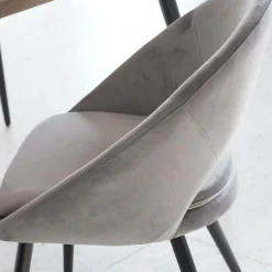 Made in Meubles Chaise style fauteuil en velours gris souris Elouan (lot de 2)