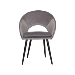 Made in Meubles Chaise style fauteuil en velours gris souris Elouan (lot de 2)