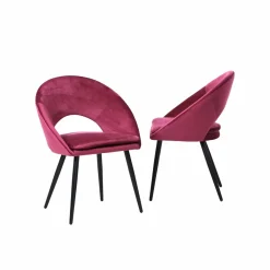 Made in Meubles Chaise style fauteuil en velours rose framboise Elouan (lot de 2)