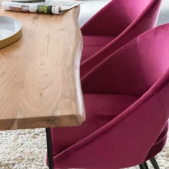 Made in Meubles Chaise style fauteuil en velours rose framboise Elouan (lot de 2)