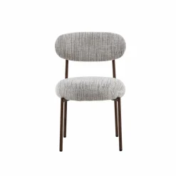 Made in Meubles Chaise tissu écru chiné taupe pieds métal effet bois Janis (lot de 2)