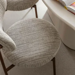 Made in Meubles Chaise tissu écru chiné taupe pieds métal effet bois Janis (lot de 2)