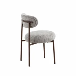 Made in Meubles Chaise tissu écru chiné taupe pieds métal effet bois Janis (lot de 2)