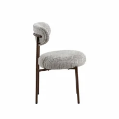 Made in Meubles Chaise tissu écru chiné taupe pieds métal effet bois Janis (lot de 2)