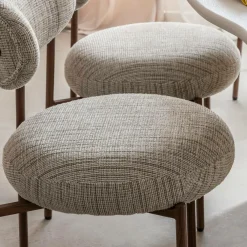 Made in Meubles Chaise tissu écru chiné taupe pieds métal effet bois Janis (lot de 2)