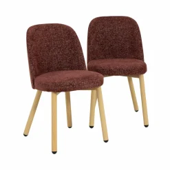 Made in Meubles Chaise tissu terracotta et pieds en métal effet bois Vilma (lot de 2)