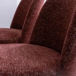 Made in Meubles Chaise tissu terracotta et pieds en métal effet bois Vilma (lot de 2)