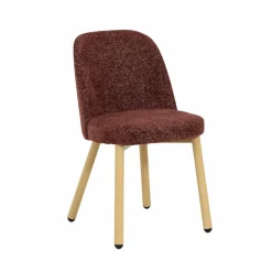 Made in Meubles Chaise tissu terracotta et pieds en métal effet bois Vilma (lot de 2)