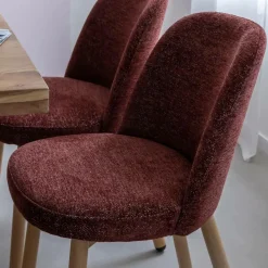 Made in Meubles Chaise tissu terracotta et pieds en métal effet bois Vilma (lot de 2)