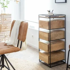 Made in Meubles Chiffonnier en bois de manguier et métal Haïcé