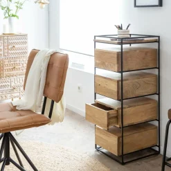 Made in Meubles Chiffonnier en bois de manguier et métal Haïcé