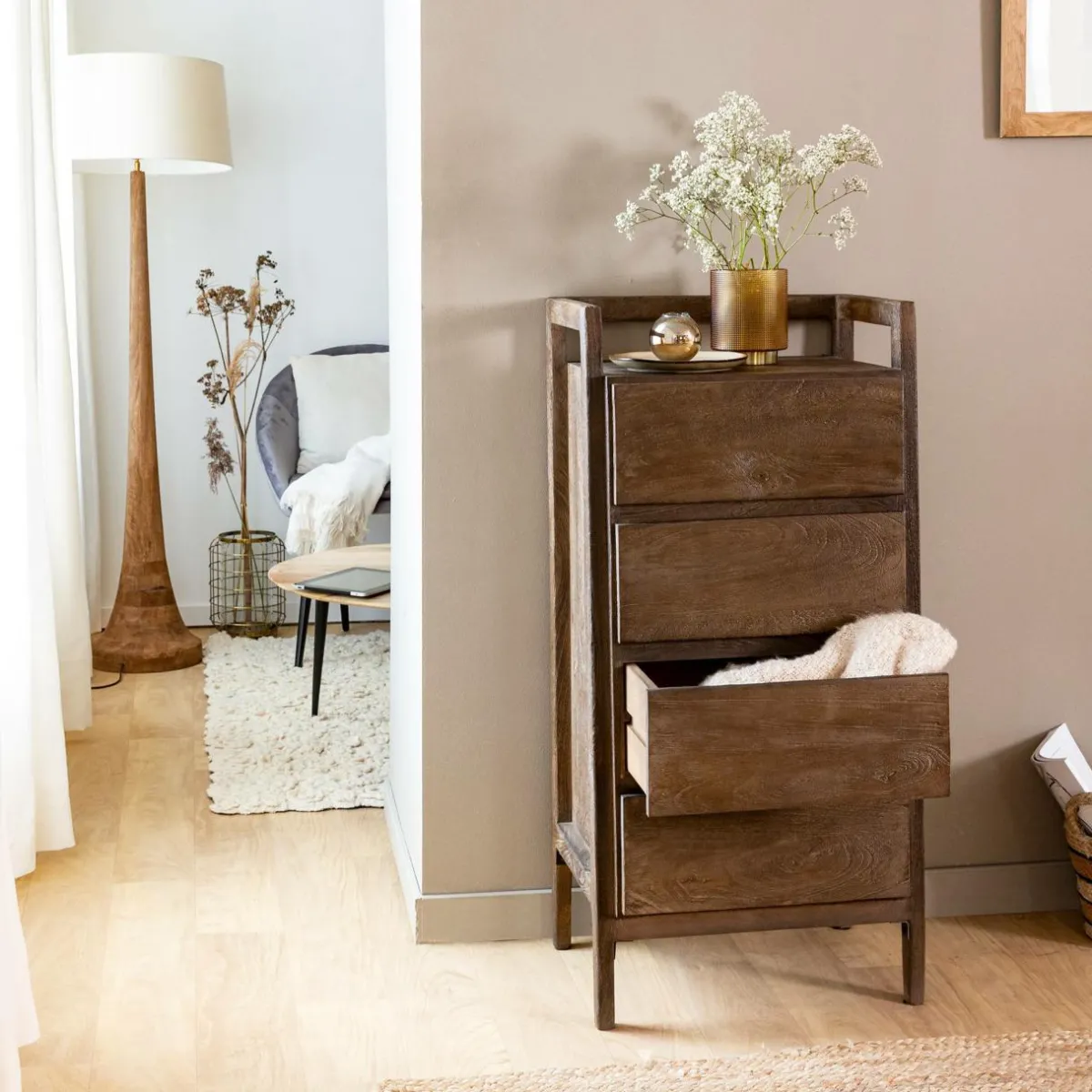 Made in Meubles Chiffonnier en bois de manguier marron Emile
