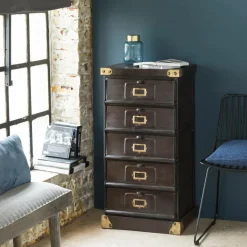 Made in Meubles Chiffonnier en métal 5 tiroirs Eugénie