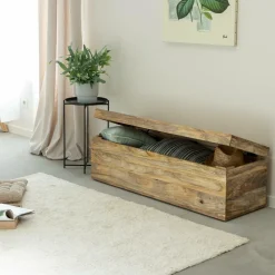 Made in Meubles Coffre banc en bois de manguier clair Babeth