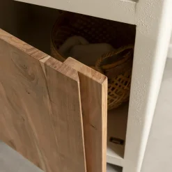 Made in Meubles Colonne de salle de bain en bois effet béton et bois d'acacia Dalva