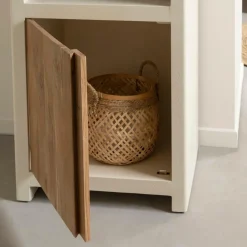 Made in Meubles Colonne de salle de bain en bois effet béton et bois d'acacia Dalva
