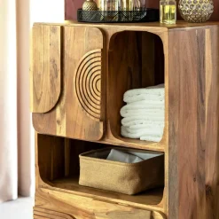 Made in Meubles Colonne de salle de bain en bois d'acacia Tilio