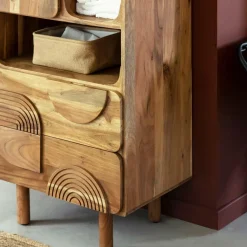 Made in Meubles Colonne de salle de bain en bois d'acacia Tilio