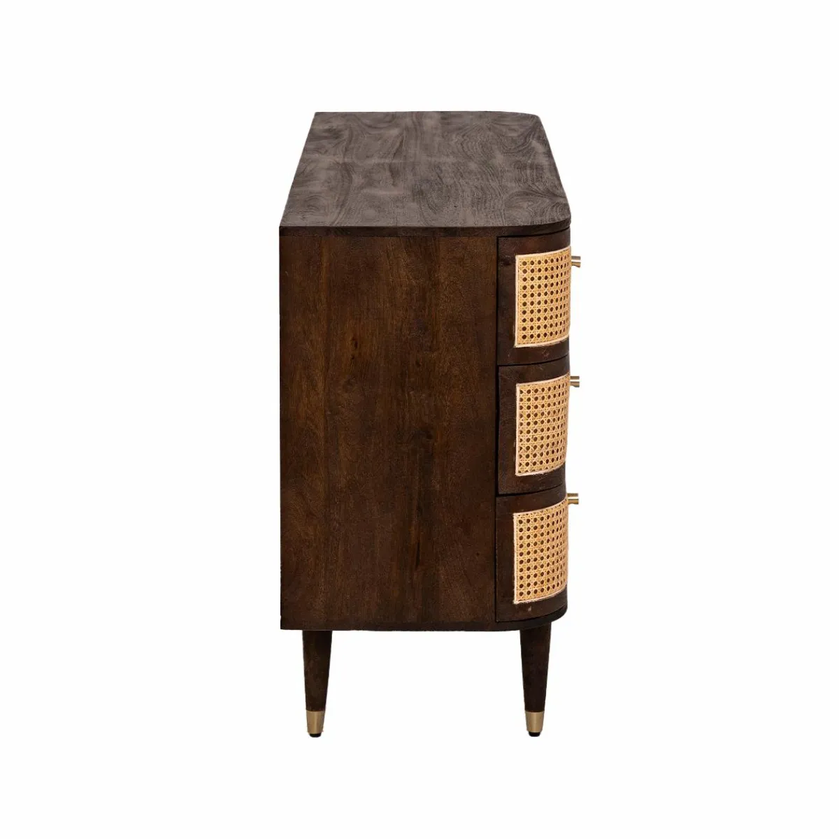 Made in Meubles Commode 6 tiroirs en bois de manguier et cannage Soren
