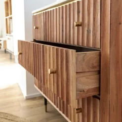 Made in Meubles Commode en bois d'acacia et marbre blanc Judith
