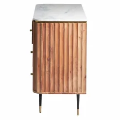 Made in Meubles Commode en bois d'acacia et marbre blanc Judith