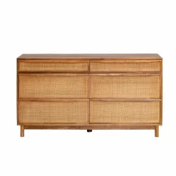 Made in Meubles Commode en bois de manguier et cannage Rim