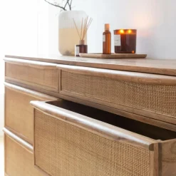 Made in Meubles Commode en bois de manguier et cannage Rim