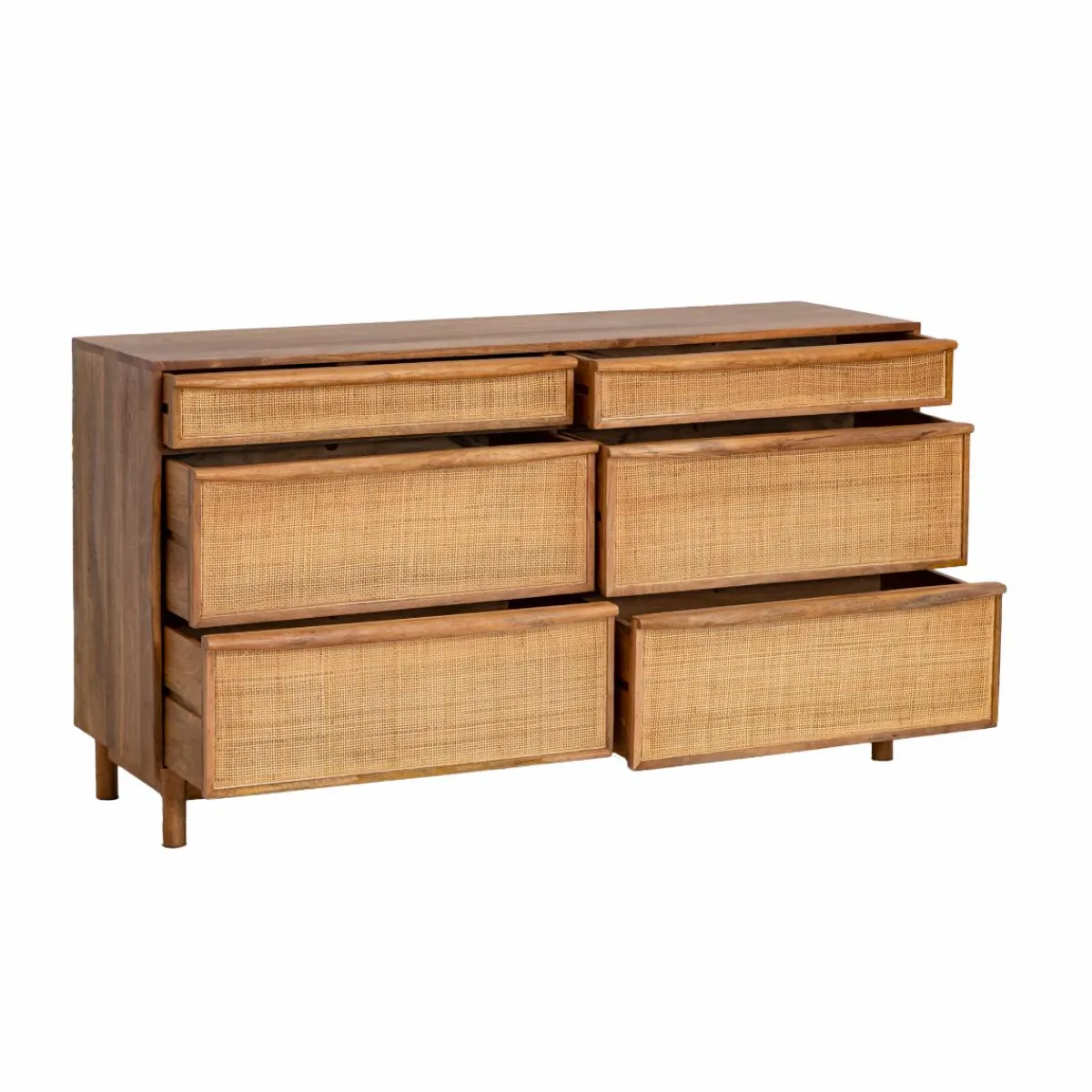 Made in Meubles Commode en bois de manguier et cannage Rim
