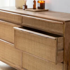Made in Meubles Commode en bois de manguier et cannage Rim