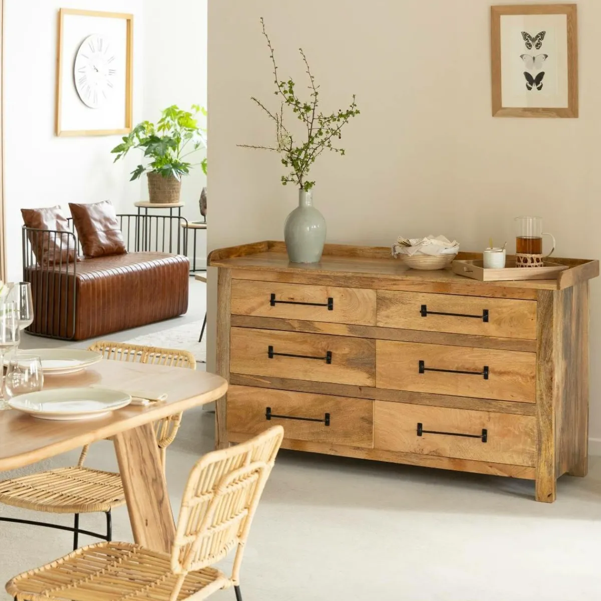 Made in Meubles Commode en bois de manguier 6 tiroirs Dolly