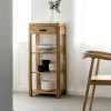 Made in Meubles Console avec tiroir en bois d'acacia et marbre Emyr