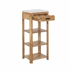 Made in Meubles Console avec tiroir en bois d'acacia et marbre Emyr