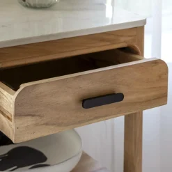 Made in Meubles Console avec tiroir en bois d'acacia et marbre Emyr