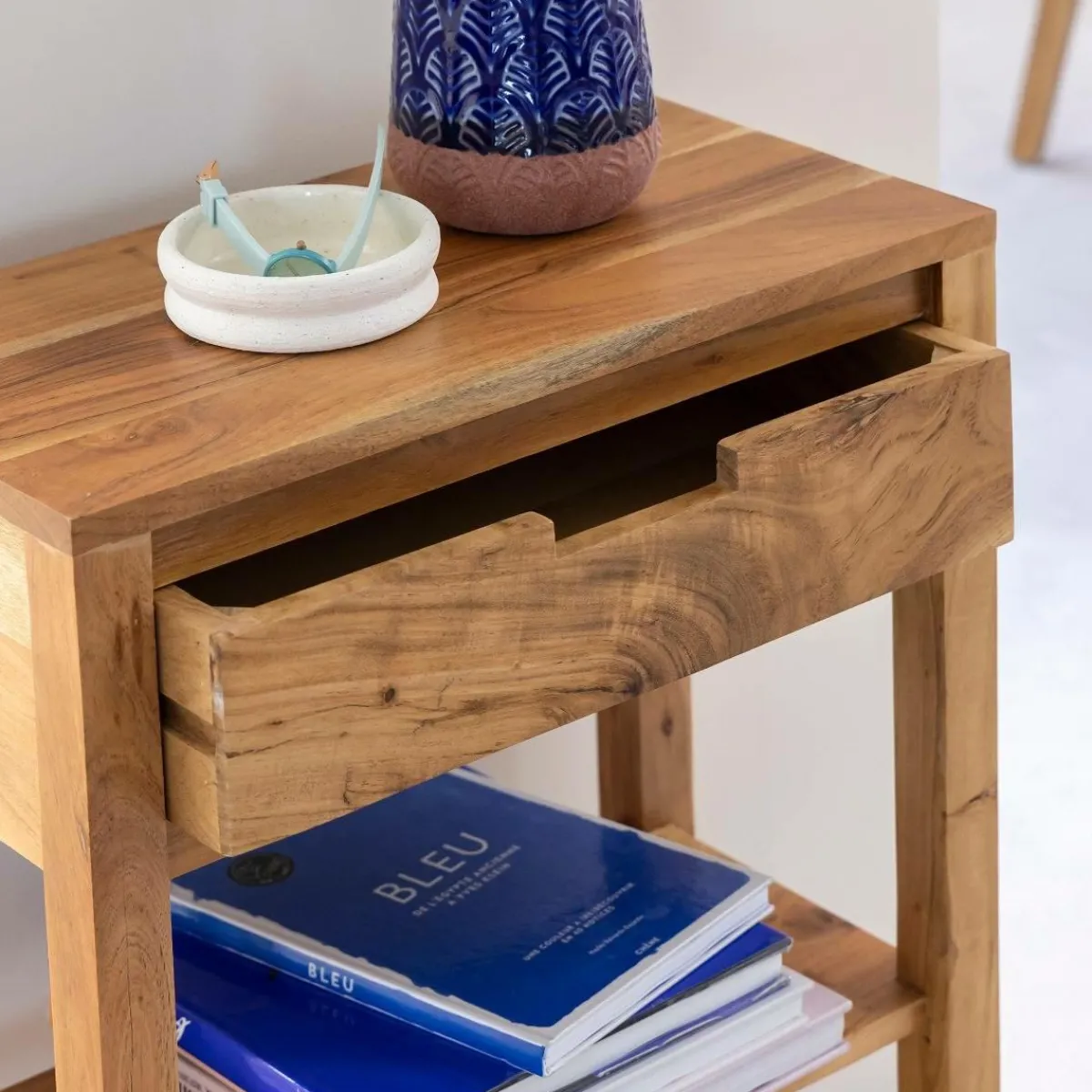 Made in Meubles Console avec tiroir en bois d'acacia Orane