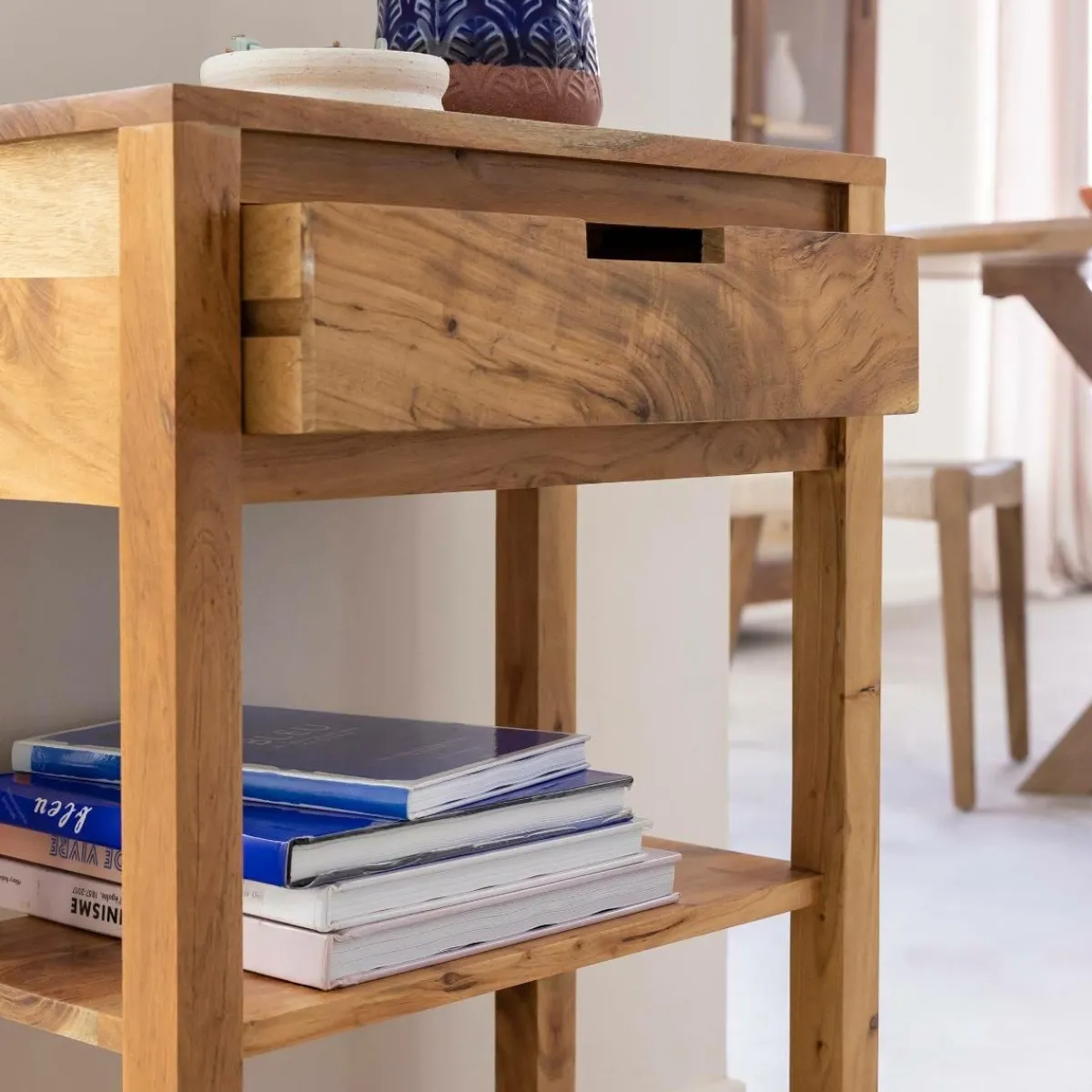 Made in Meubles Console avec tiroir en bois d'acacia Orane