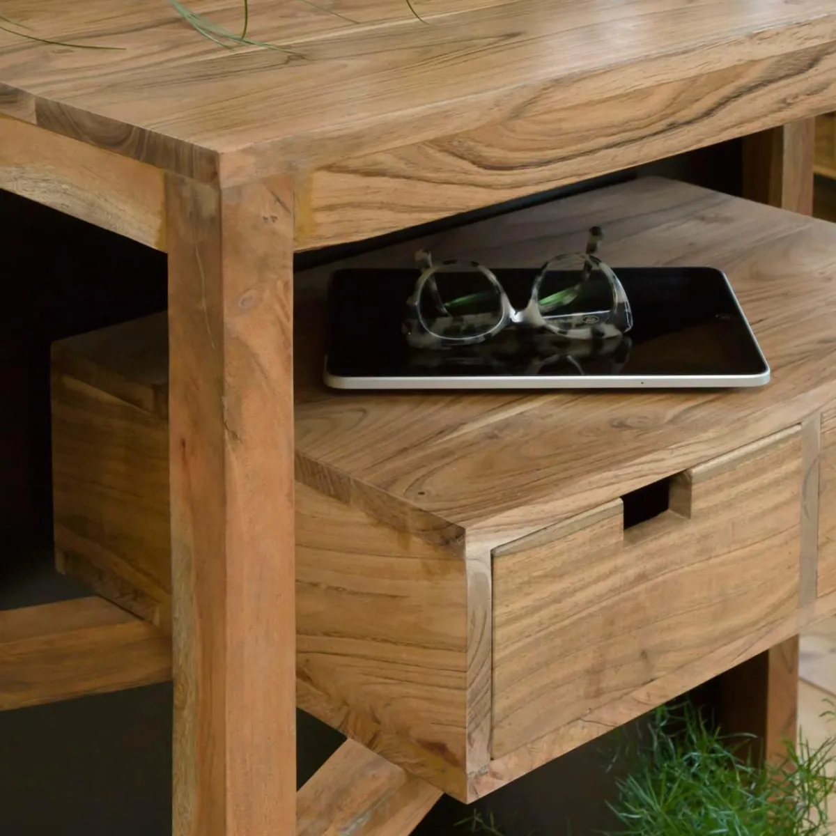 Made in Meubles Console en bois d’acacia massif Oslo