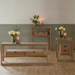 Made in Meubles Console en bois d’acacia massif Oslo