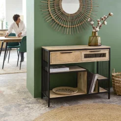 Made in Meubles Console en bois de manguier et métal Héloïse