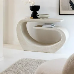 Made in Meubles Console en bois effet béton blanc Danaé