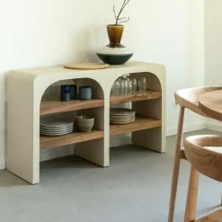 Made in Meubles Console en bois effet béton et bois d'acacia Dalva