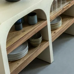 Made in Meubles Console en bois effet béton et bois d'acacia Dalva