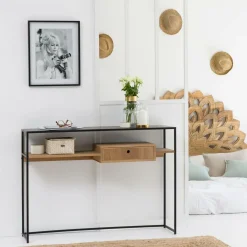 Made in Meubles Console en bois et métal Ortense