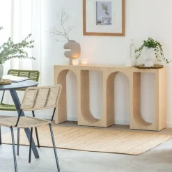 Made in Meubles Console en chêne massif clair Octave