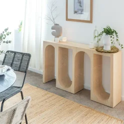 Made in Meubles Console en chêne massif clair Octave